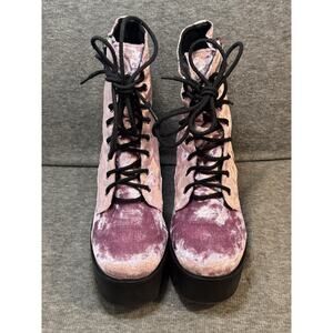Lavender Crushed Velvet Dolls Kill Boots - Women's Size 10